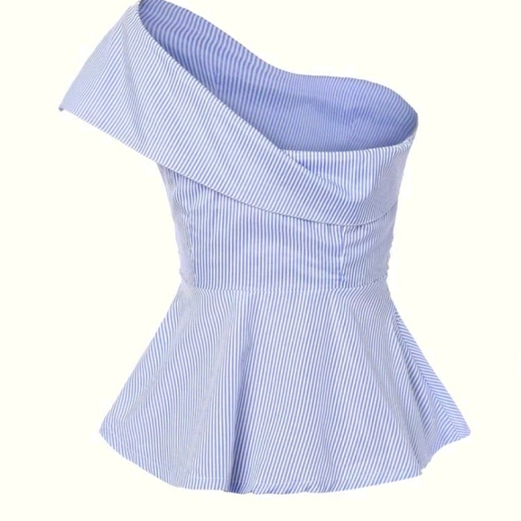 One-Shoulder Bow Peplum Top - Picture 3 of 8